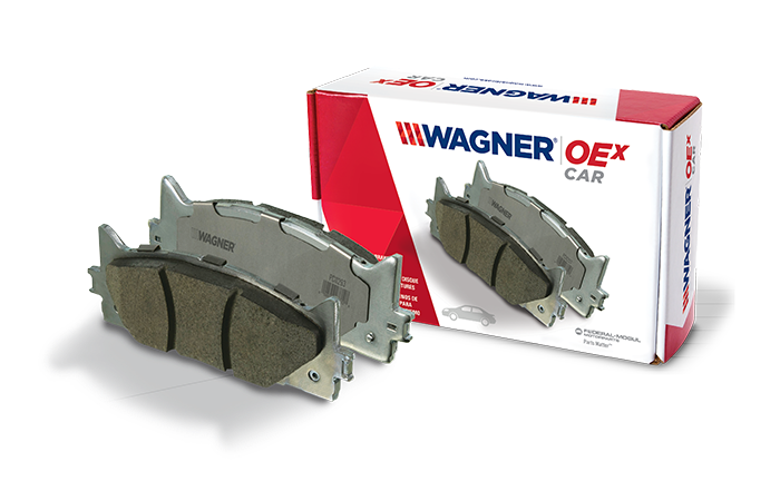 product front view of OEx car brake pads by Wagner