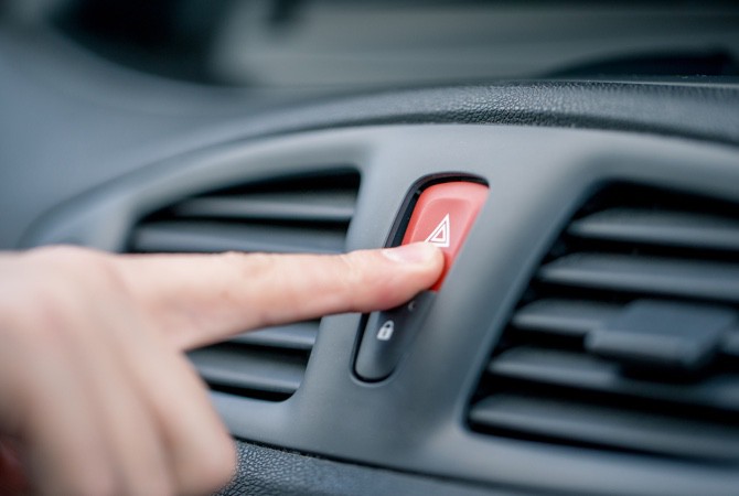 Driving-Pushing-Hazard-Button
